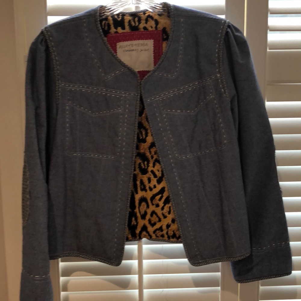 Alix of Bohemia chambray jacket w/leopard lining